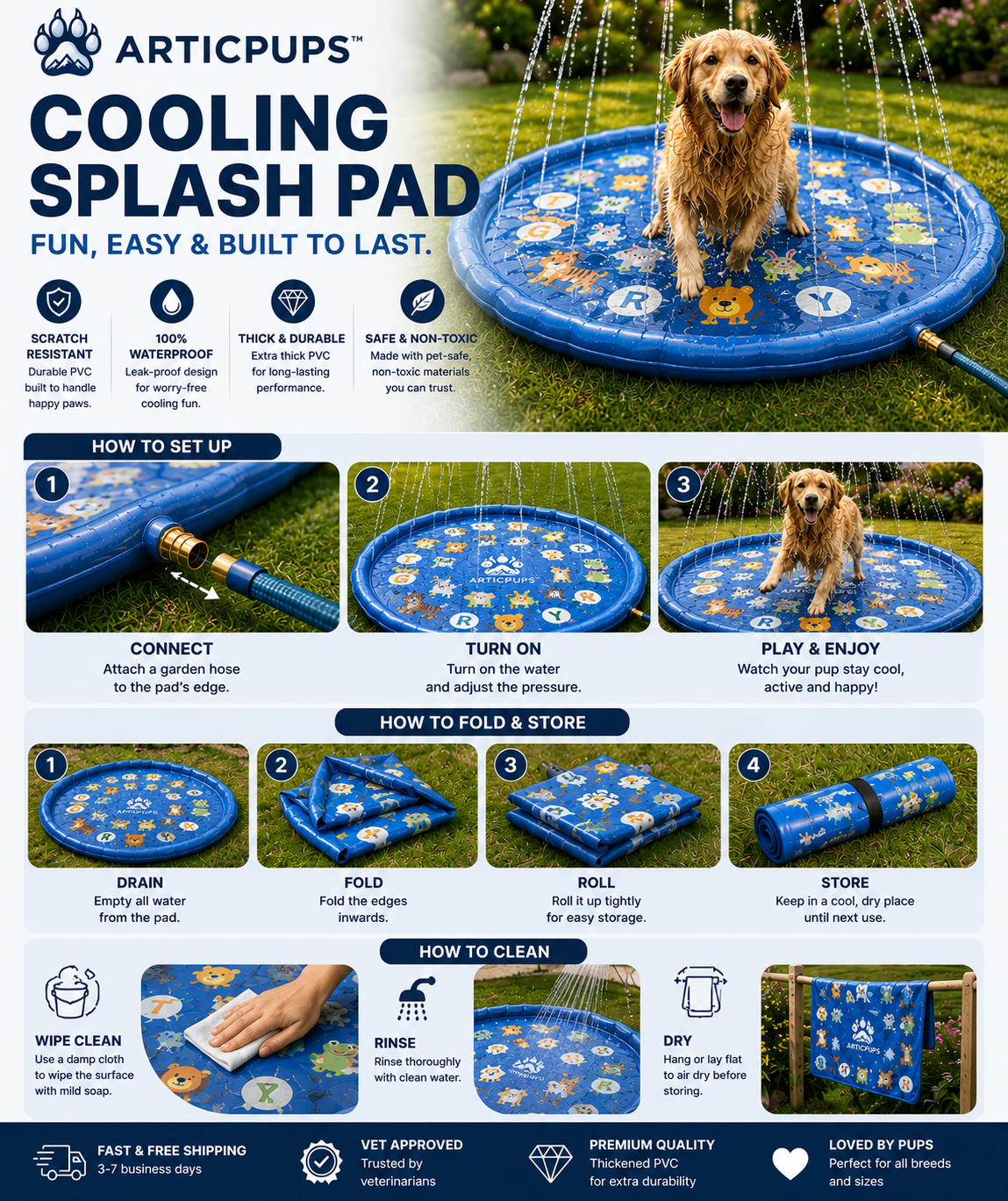 Spruzzi d'acqua | Parco giochi acquatico estivo per cani