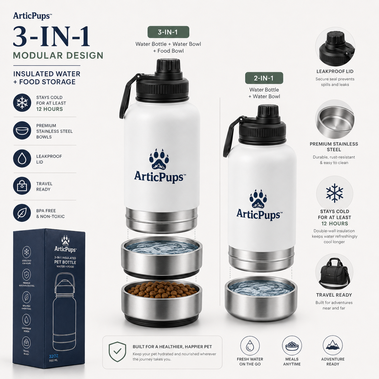 ArticPups™ Borraccia Termica 3-in-1 per Cani