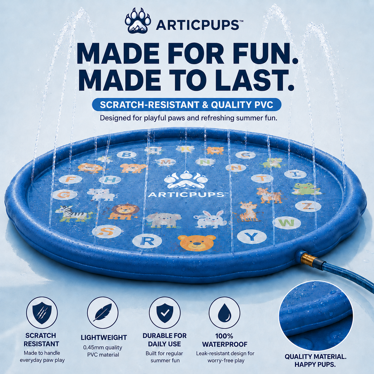 Spruzzi d'acqua | Parco giochi acquatico estivo per cani