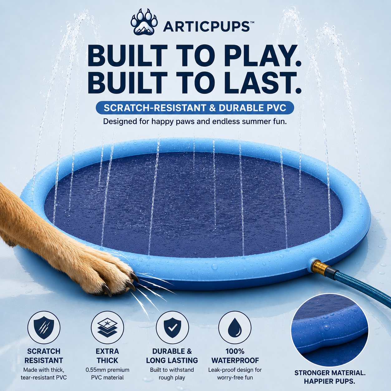 Spruzzi d'acqua | Parco giochi acquatico estivo per cani